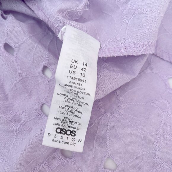 ASOS design purple eyelet peplum milkmaid top US10 - Picture 5 of 5